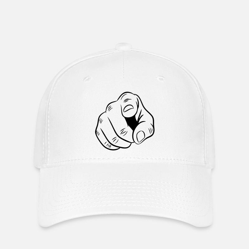 Illustration de main pointée - Casquette Flexfit - blanc