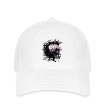 Punkrock Mohawk Schädel - Flexfit Cap - Weiß - Vorne