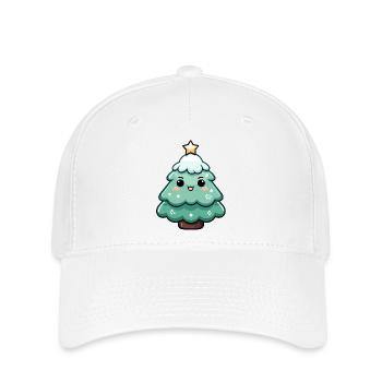 Sapin de Noël étoilé kawaii - Casquette Flexfit - blanc - Devant