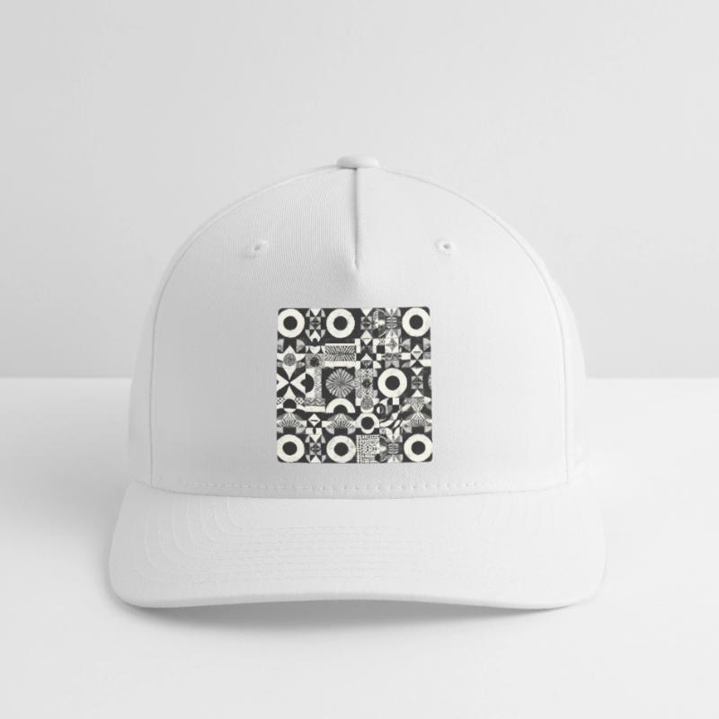 Abstract Black and White Pattern Geometry Flexfit Cap