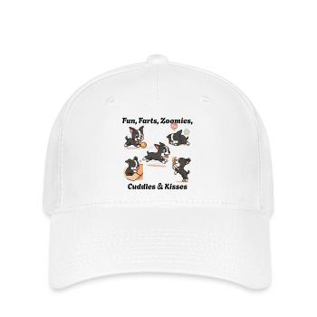 Boston - Plaisir, pets, zoomies, câlins et bisous - Casquette Flexfit - blanc - Devant