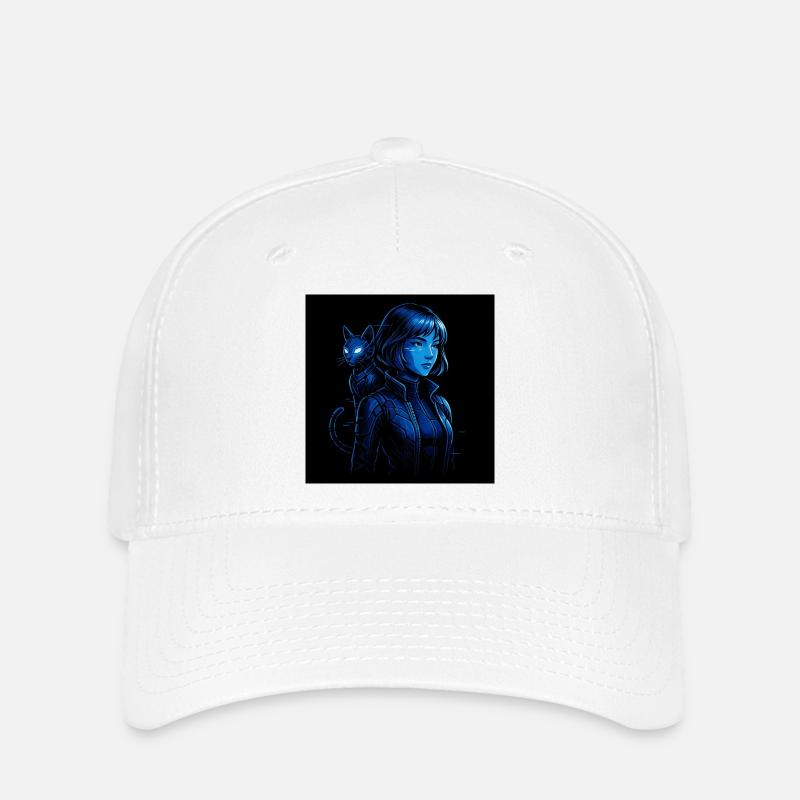 Chasseur de néons avec chat de compagnie - Casquette Flexfit - blanc