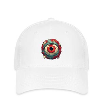 Orbe d’œil cramoisi avec crânes - Casquette Flexfit - blanc - Devant
