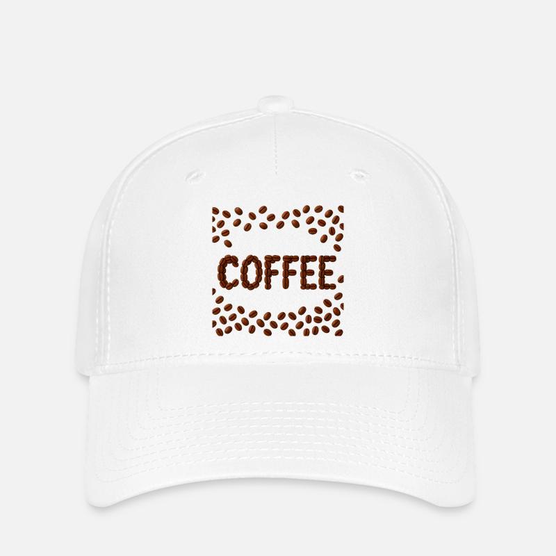 Coffee Beans Word Design - Flexfit Cap - white