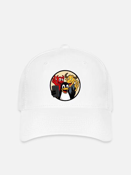 Smoking, Beastie & GNU Selfie - Flexfit Cap - Weiß