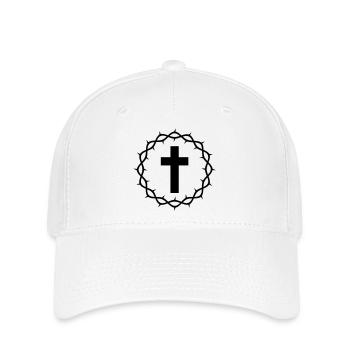 Cross and crown of thorns - Flexfit Cap - white - Front