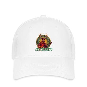Deer Rocker Gitarre SEI GLÜCKLICH - Flexfit Cap - Weiß - Vorne