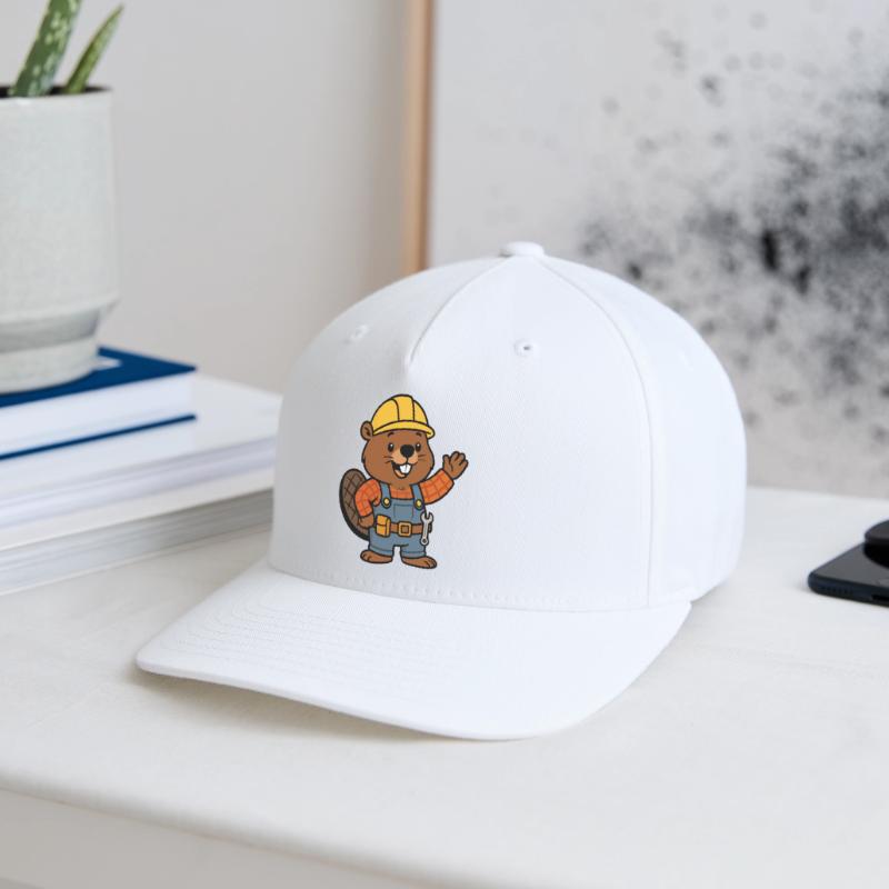 Beaver Construction Worker Bob Helm Hello Plan Builder Flexfit Cap