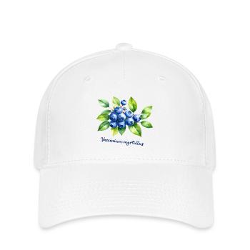 Blaubeere – botanische Illustration - Flexfit Cap - Weiß - Vorne