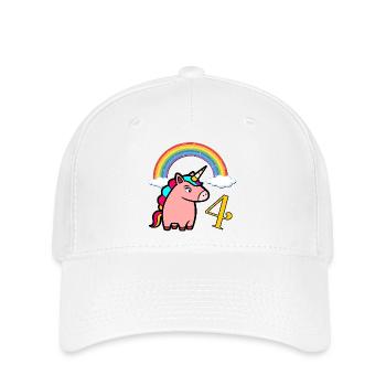 Rainbow Unicorn - Four Year Old 4 Years - Flexfit Cap - white - Front