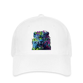 Léopard Techno Neon – Art Glitchcore - Casquette Flexfit - blanc - Devant