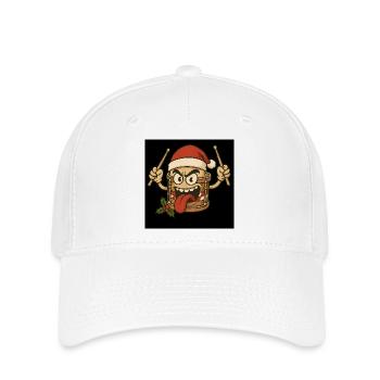 WeihnachtsTrommel mit frechem Gesicht - Flexfit Cap - Weiß - Vorne