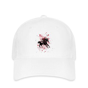 Rot auf schwarzer Jockey - Flexfit Cap - Weiß - Vorne