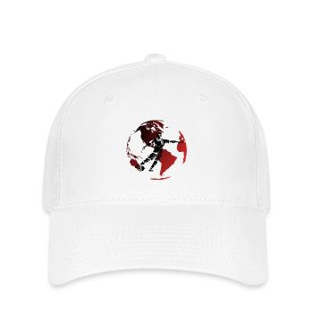 Roter Globus-Fußballspieler - Flexfit Cap - Weiß - Vorne