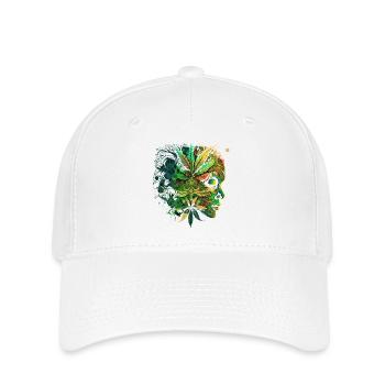 Visage du cannabis psychédélique - Casquette Flexfit - blanc - Devant