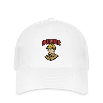 Construction Worker Retro Logo with Helmet - Flexfit Cap - white - Front