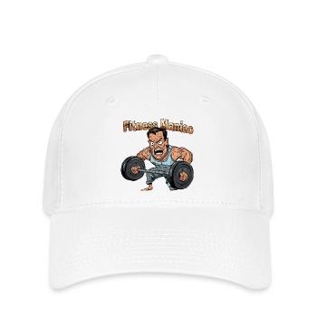 Fitness Maniac Gewichtheber-Grafik - Flexfit Cap - Weiß - Vorne