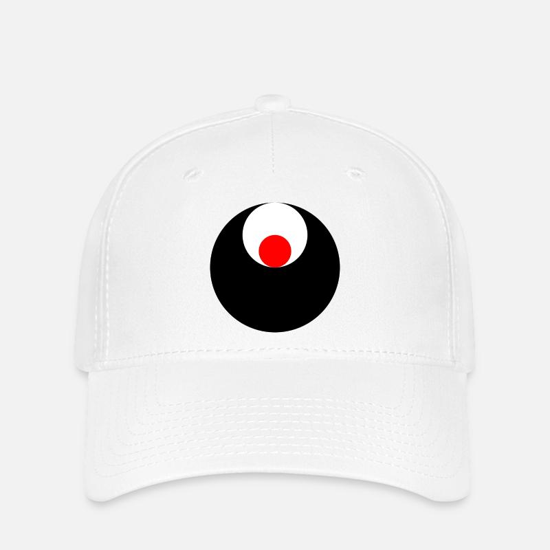3 circles, black, white and red - Flexfit Cap - white