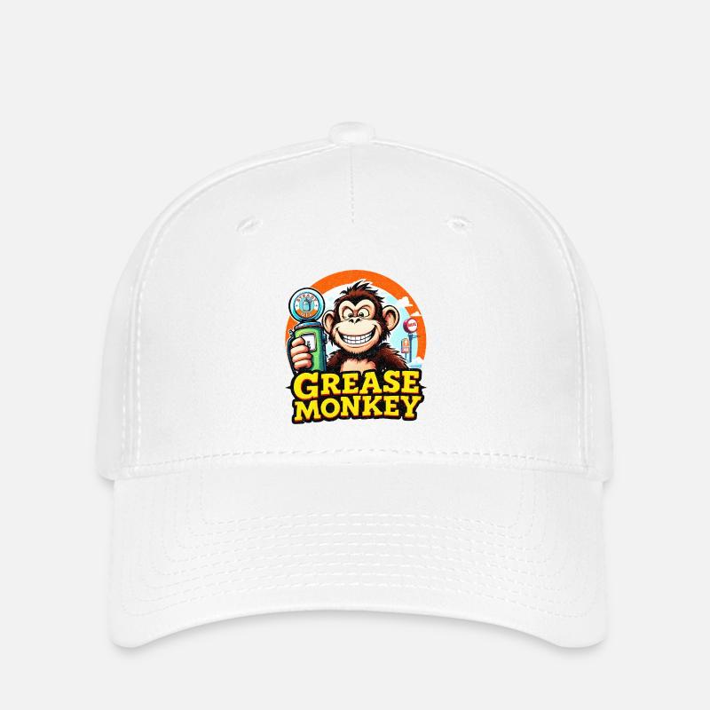 Pompe à carburant rétro GreaseMonkey - Casquette Flexfit - blanc