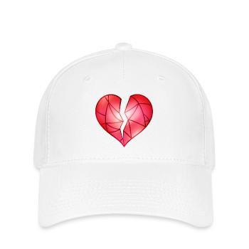 Gebrochenes Rotes Herz - Flexfit Cap - Weiß - Vorne
