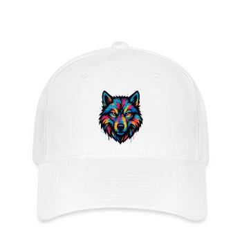 Neon Wolf Head Art - Flexfit Cap - white - Front