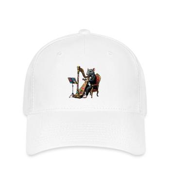 Rat in suit playing harp graffiti - Flexfit Cap - white - Front