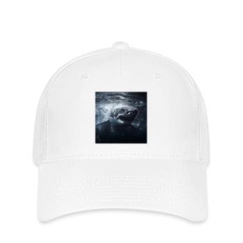 Conception de l’attaque du grand requin blanc dans l’océan - Casquette Flexfit - blanc - Devant