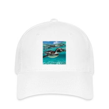 Penguin Under Water Turquoise Ocean Nature Design - Flexfit Cap - white - Front