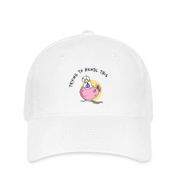 Dessin animé de poulet rose sur le dialecte des poules branche - Casquette Flexfit - blanc - Devant