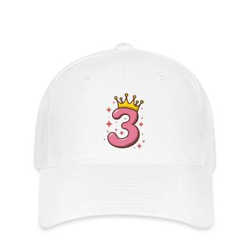 Third Birthday Crown Glitter - Flexfit Cap - white - Front