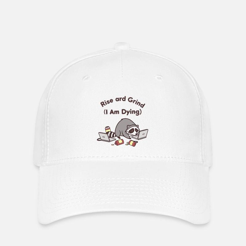 Aufstehen Hustle und Grind Waschbär Shirt - Flexfit Cap - Weiß