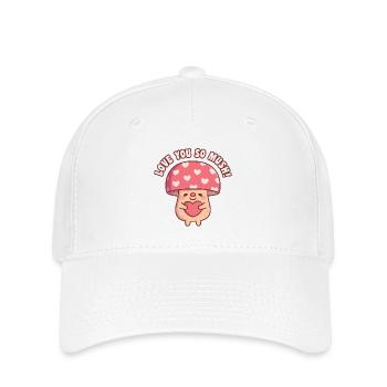 Cute Mushroom Hugging Heart Love You So Mush Pun - Flexfit Cap - white - Front