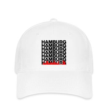 HAMBURG SKYLINE, HAMBURGLIEBE HAFENPANORAMA - Flexfit Cap - Weiß - Vorne