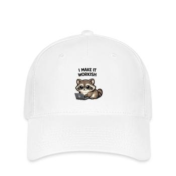 Workish raccoon on laptop - Flexfit Cap - white - Front