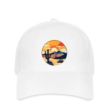 Wüstenpanorama rote Sonne Wüste Landschaft Motiv - Flexfit Cap - Weiß - Vorne