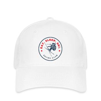 Skiclub Logo Eat Sleep Ski - Flexfit Cap - Weiß - Vorne