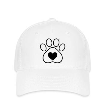 Minimal Paw Print with Heart | Animal Love Line - Flexfit Cap - Weiß - Vorne