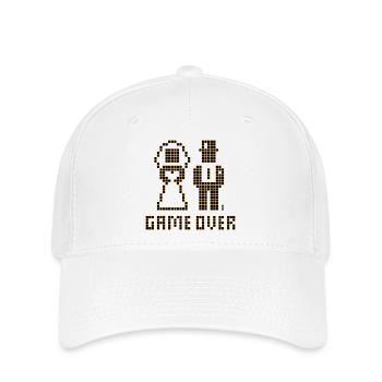 Game Over (Mariage Enterrement de vie de garçon : couple marié Pixel / 2C) - Casquette Flexfit - blanc - Devant