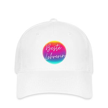 Beste Lehrerin! Neon Kreis Personalisierbar - Flexfit Cap - Weiß - Vorne