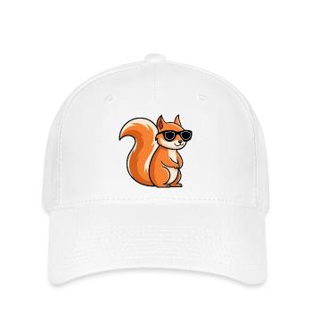 Eichhörnchen-Schwarzbrillen-Cartoon - Flexfit Cap - Weiß - Vorne