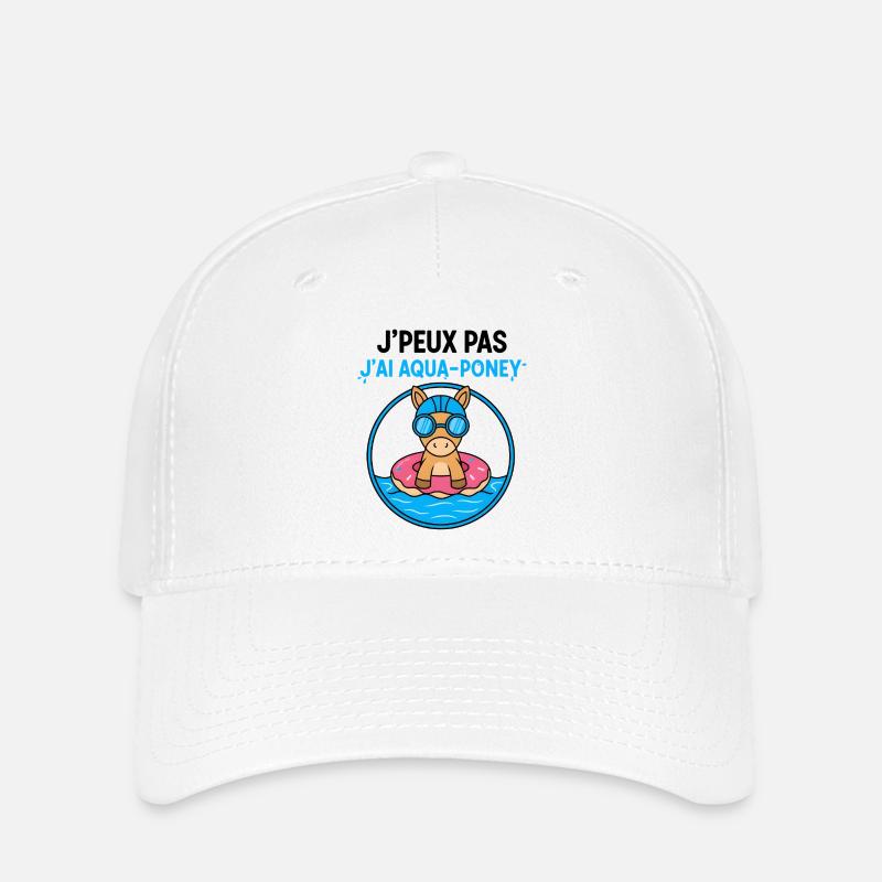 Aqua-Poney sur Bouée Donut - Casquette Flexfit - blanc