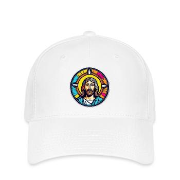 Jesus Vitrail Coloré - Casquette Flexfit - blanc - Devant