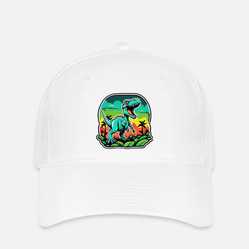 Tropisk neon T-Rex - Flexfit caps - hvit
