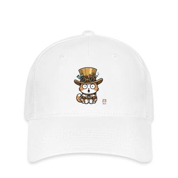 Cat Explorer Steampunk Zylinder-Brille - Flexfit Cap - Weiß - Vorne