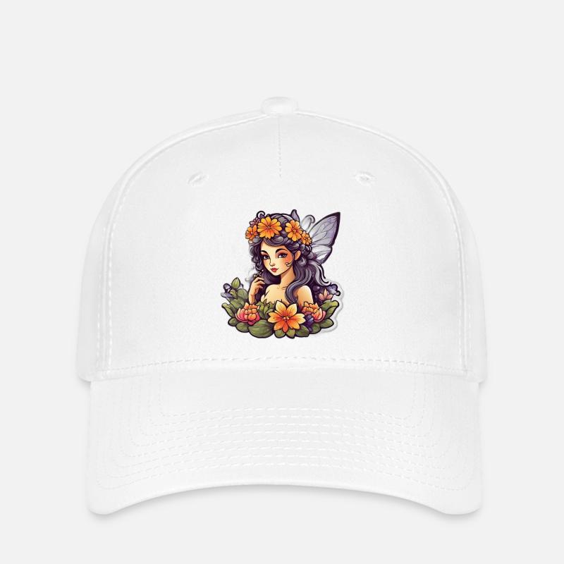 Elf Floral Mandala Hibiscus - Flexfit Cap - white