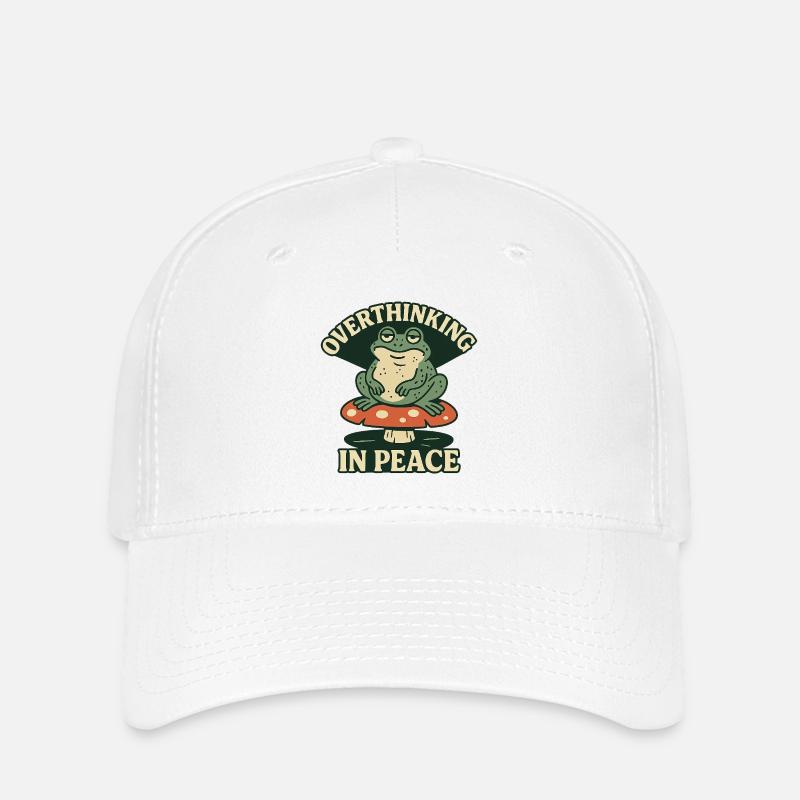 Overthinking in Peace Frog Humor Relax - Flexfit Cap - white