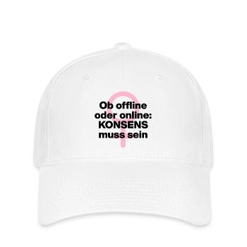 OB OFFLINE ODER ONLINE: KONSENS! ♀ FEMALE POWER - Flexfit Cap - Weiß - Vorne