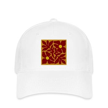 Rote Blumen organisches Symmetrisches Design - Flexfit Cap - Weiß - Vorne