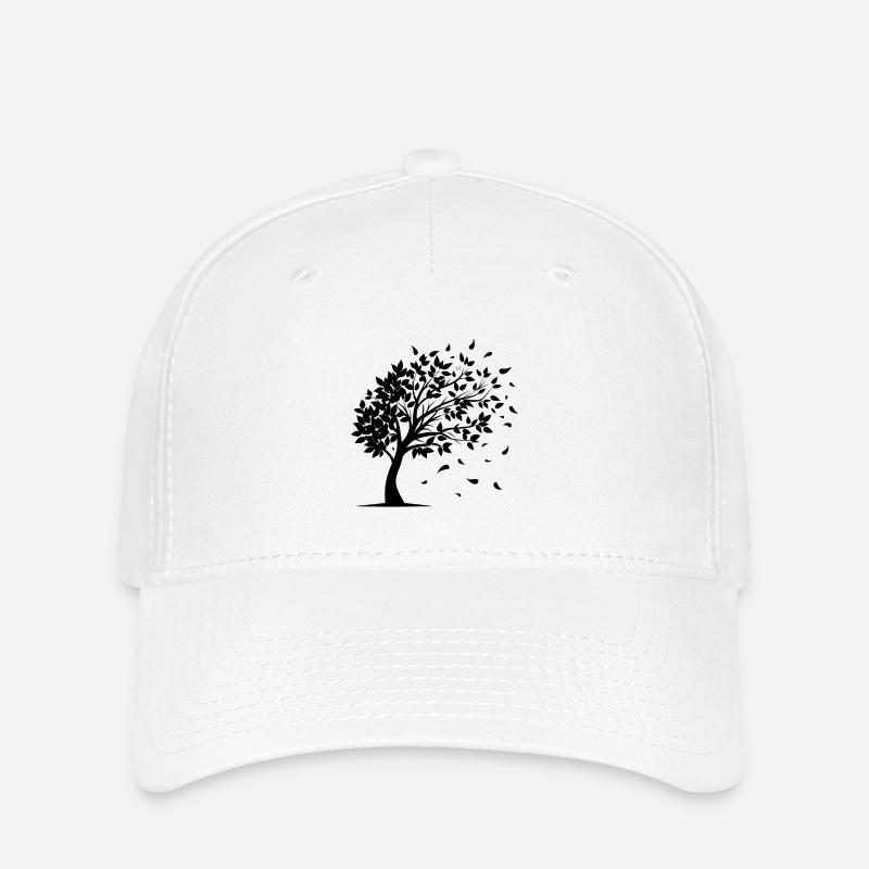 Wind Blowing Leaves Off Tree - Flexfit Cap - white
