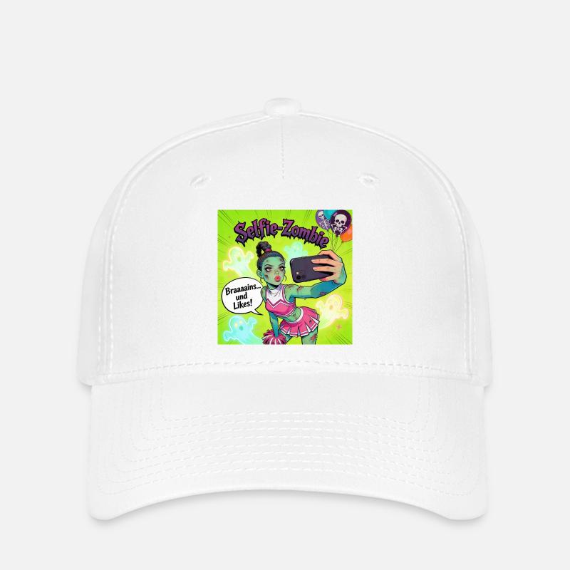 Selfie Zombie Neon Cheerleader - Flexfit Cap - white